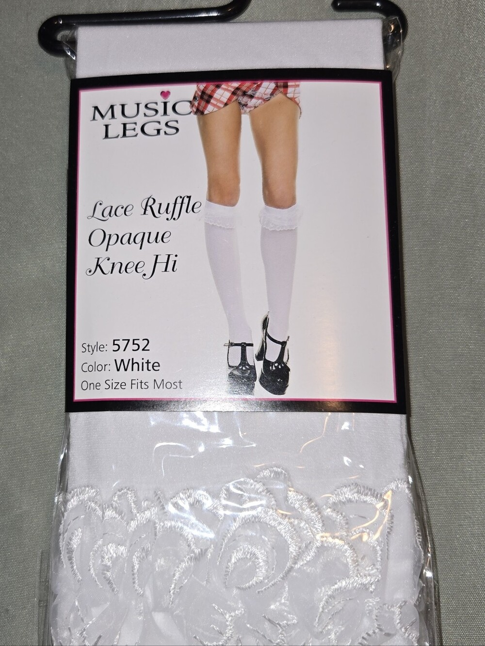 White Lace Trim Knee-High Socks - 2 Pairs